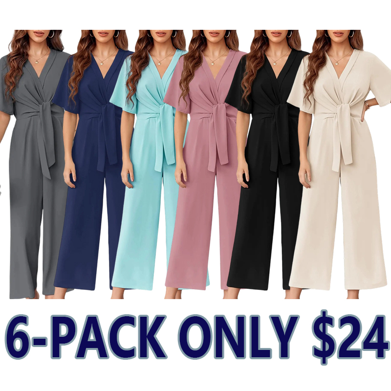 🎀🎀Women's Minimalist Wide-Leg Tie-Front Jumpsuit