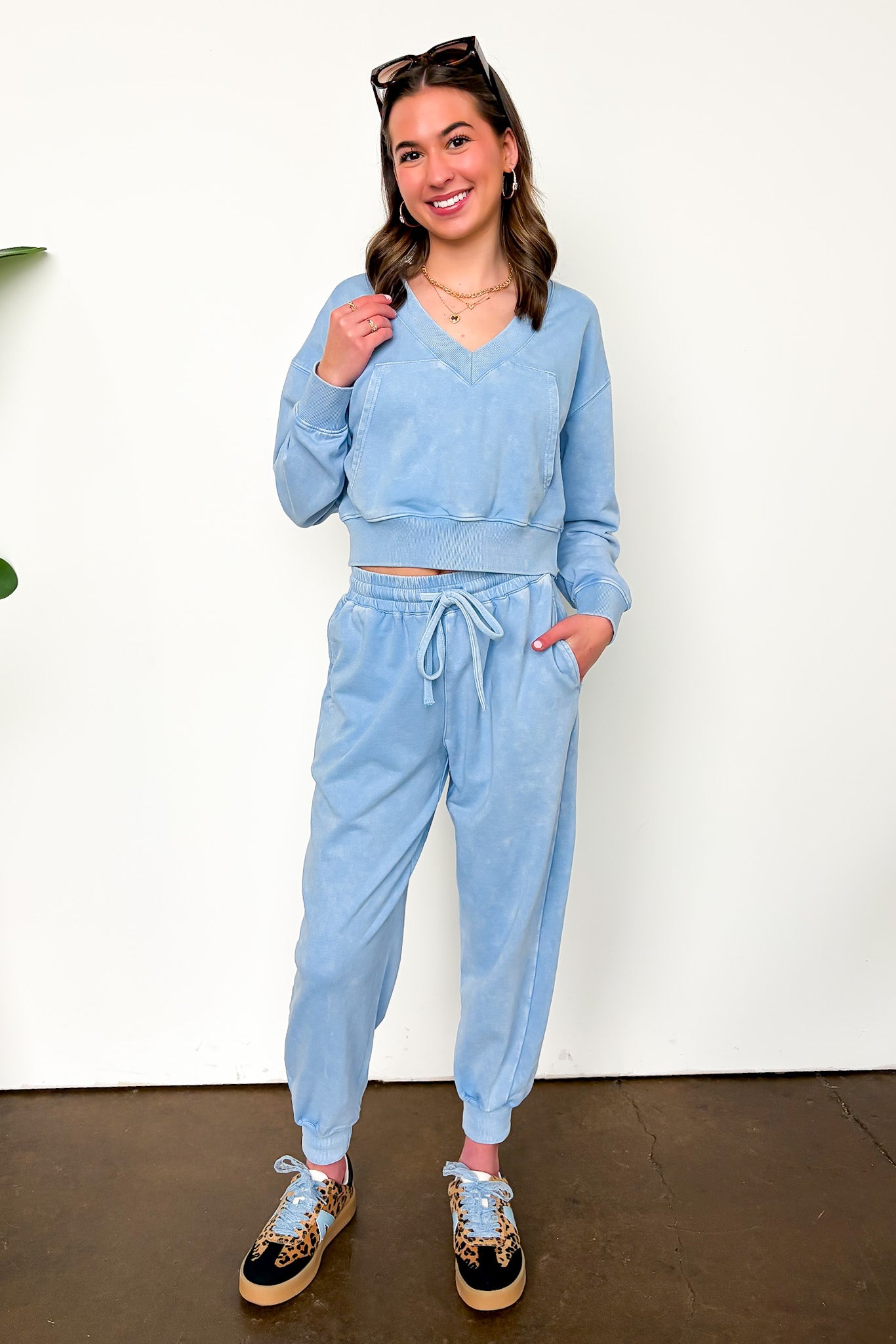 Mineral Wash V-Neck Pullover