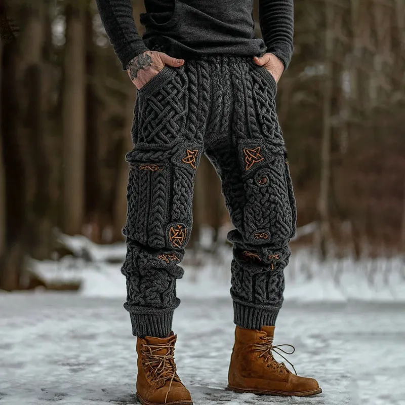 Men's Viking Tribal Celtic Pattern Art Cozy Knit Pants