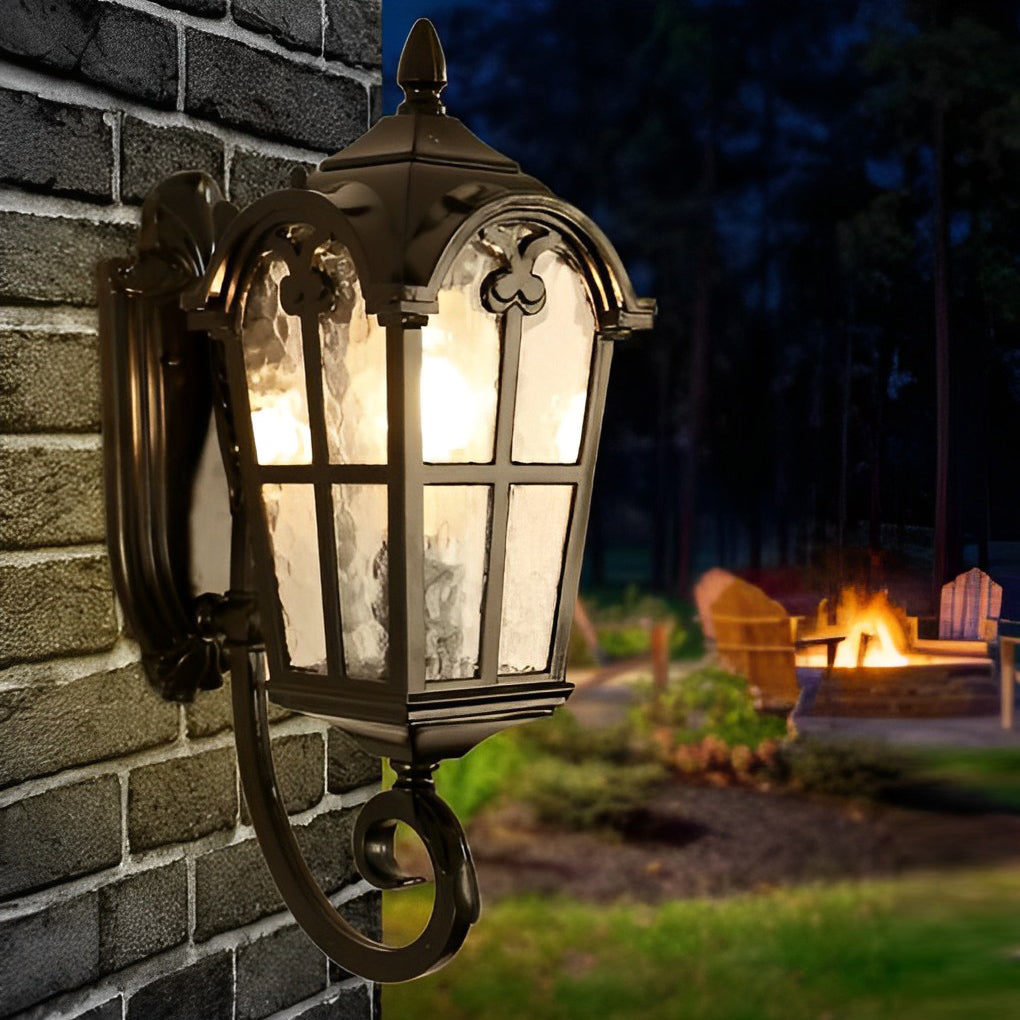 Vintage Glass Waterproof Black European-style Outdoor Wall Lamp Exterior Lights