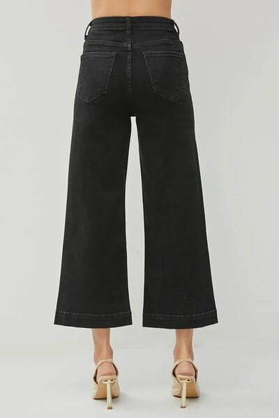 High Rise Wide Leg Ankle Jeans