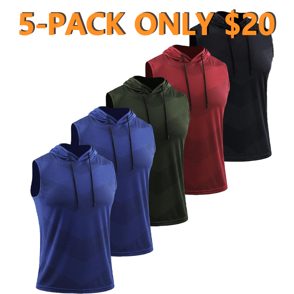 Men's Workout Tank Tops 3 Pack Sleeveless Running Shirts with Hoodie Sports Fitness Vest Sports Vests SpringStatements