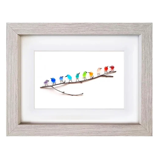 SheremArt Sea Glass Birds Decor Coastal Love Notes