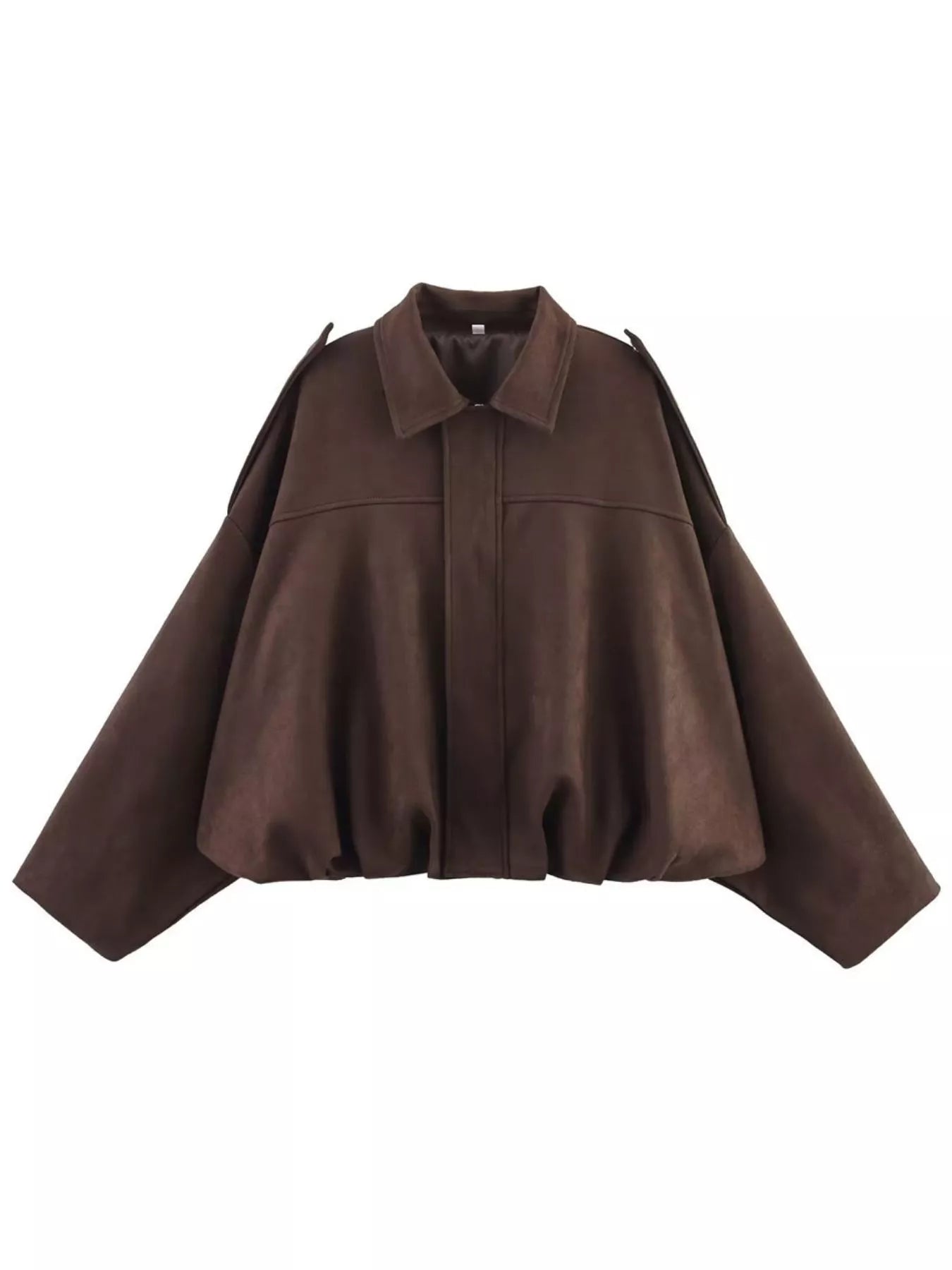 Collared Neck Dropped Shoulder Jacket