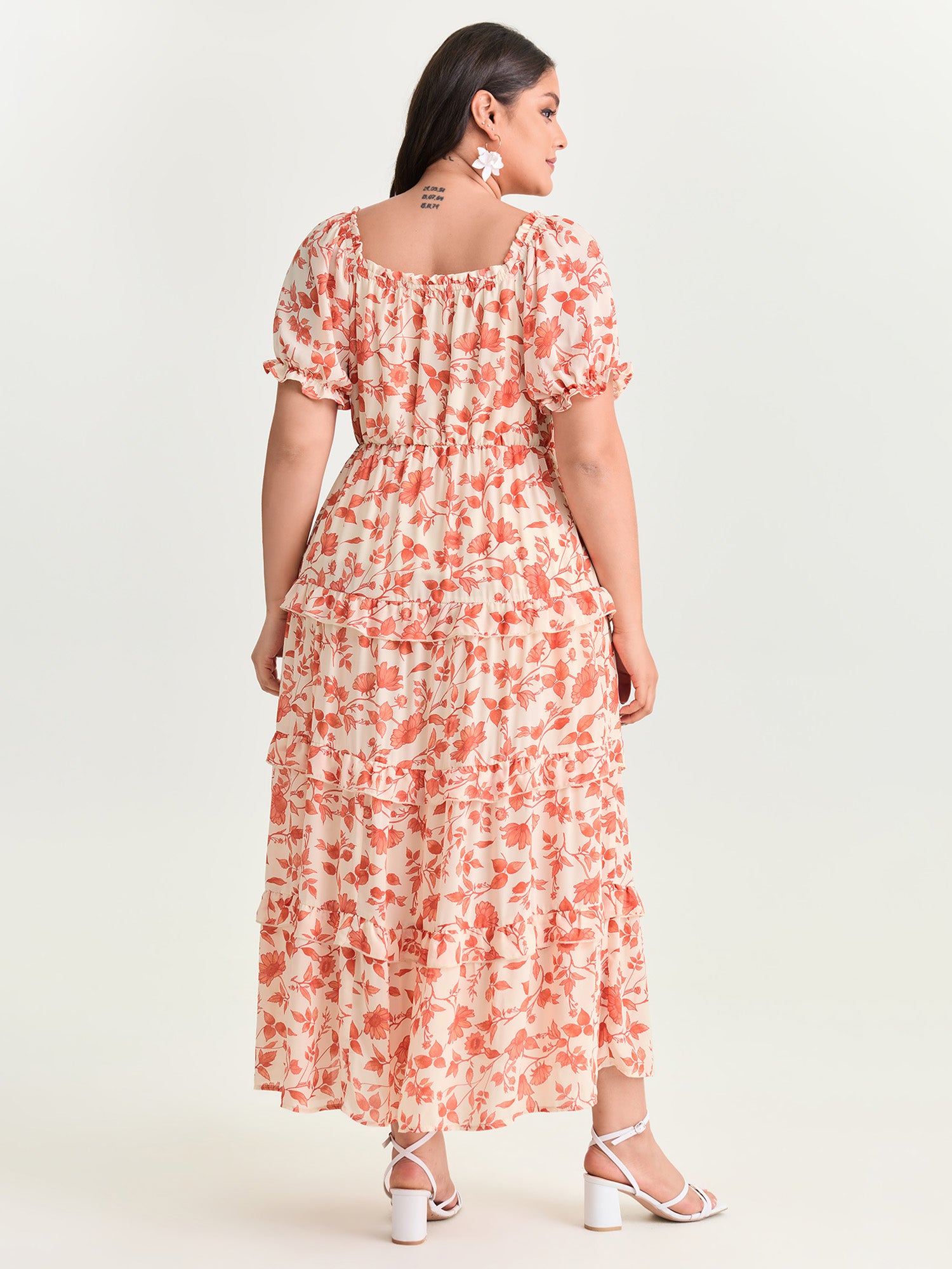 Floral Ruffled Edge Tiered Maxi Dress