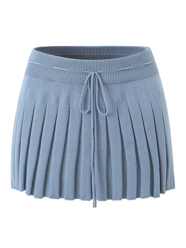 Lapel Long-Sleeved Jacket Spaghetti Strap Pleated Mini Skirt