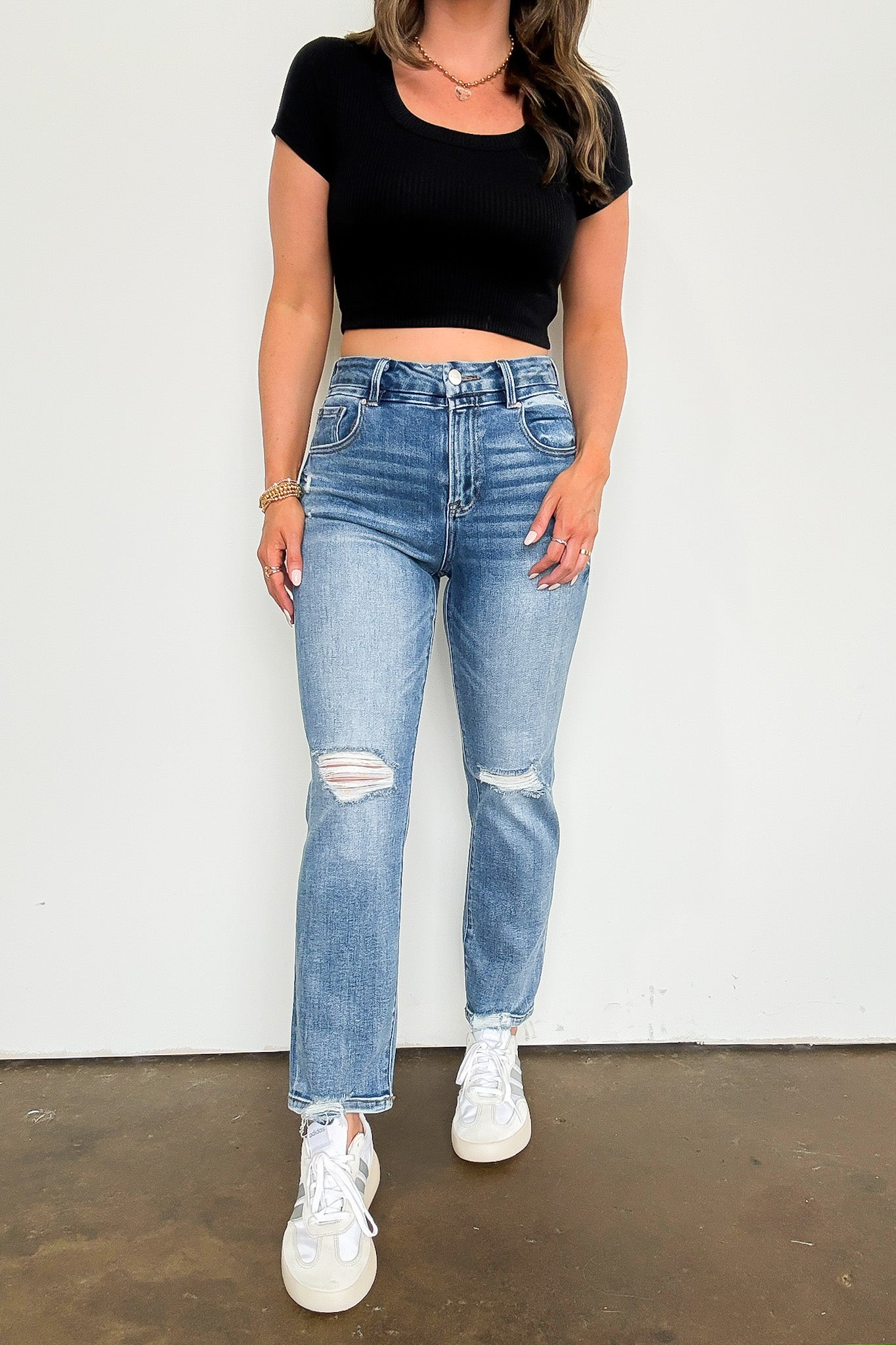 High Rise Crop Straight Jeans