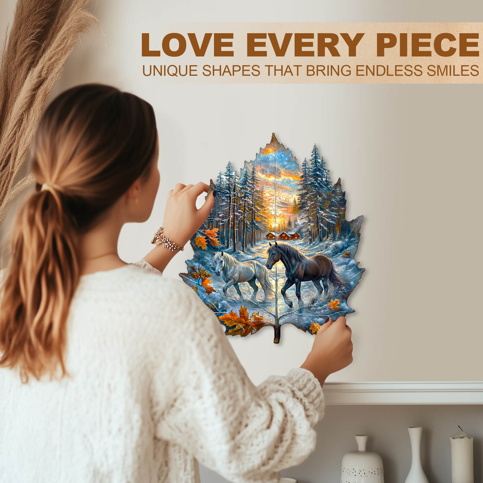 Winter of the stallion Wooden Jigsaw Puzzle