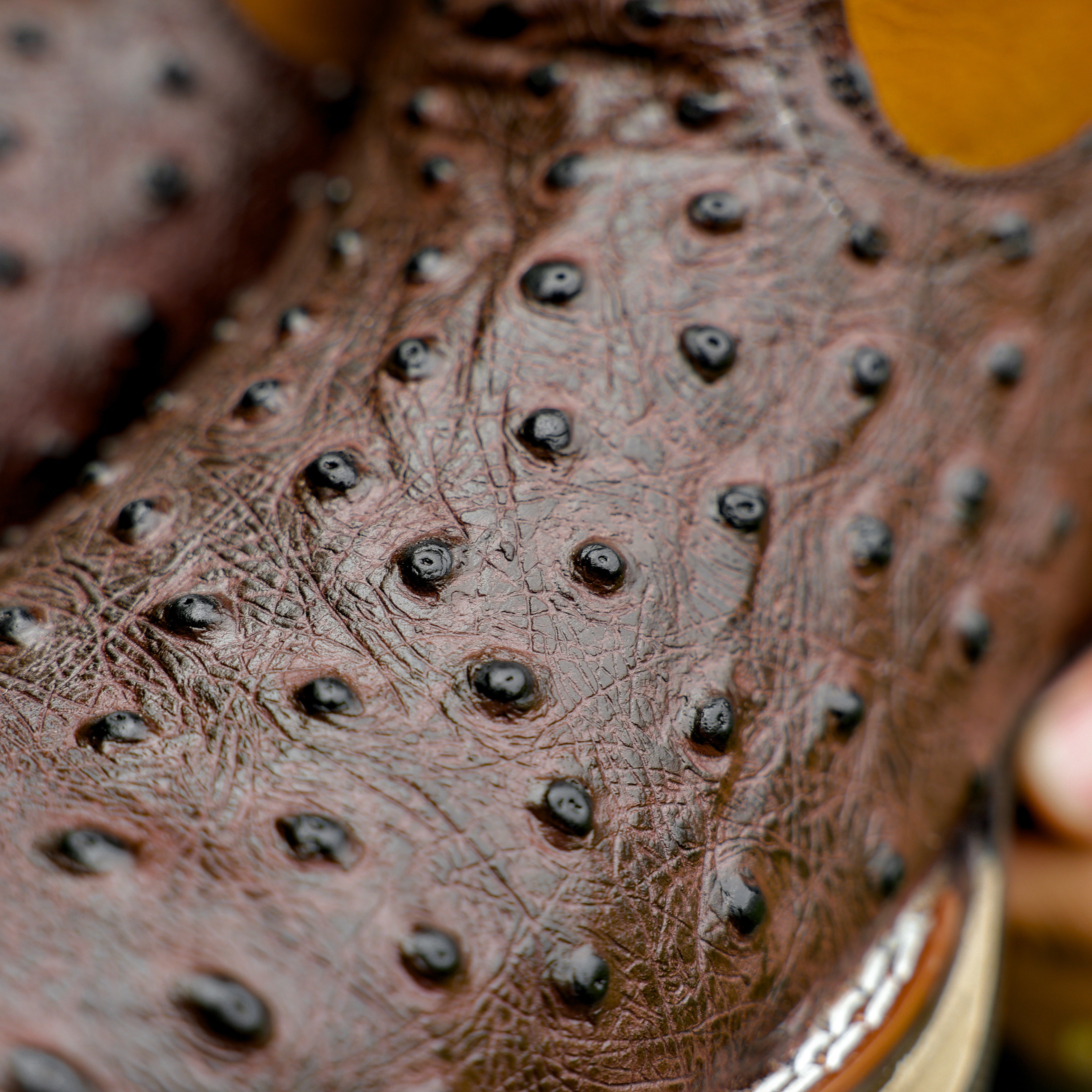 Brown Ostrich Leather Boots With 3D Lightweight Sole - Composite Toe
