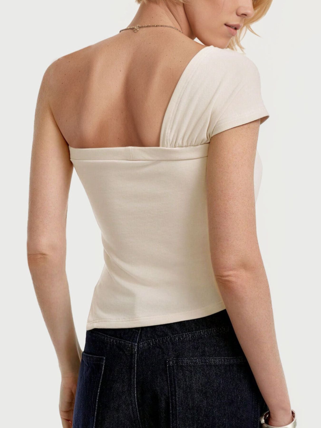 One-Shoulder Knot Detail T-Shirt