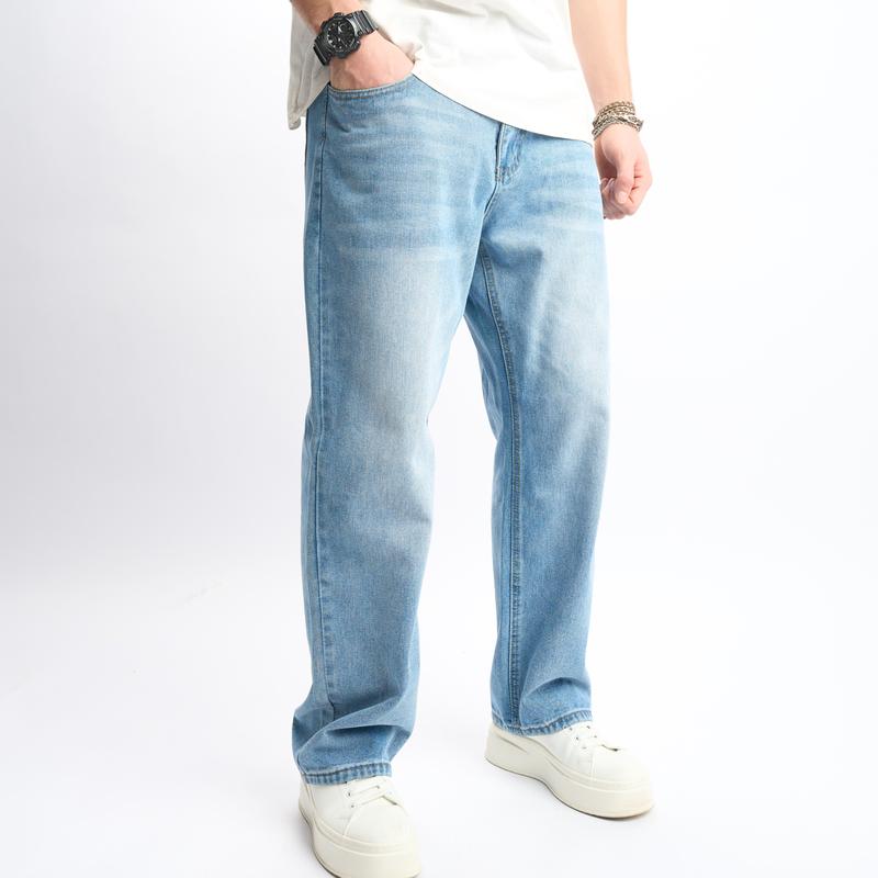Men’s Loose Fit Cargo Denim Pants — Relaxed Streetwear Style