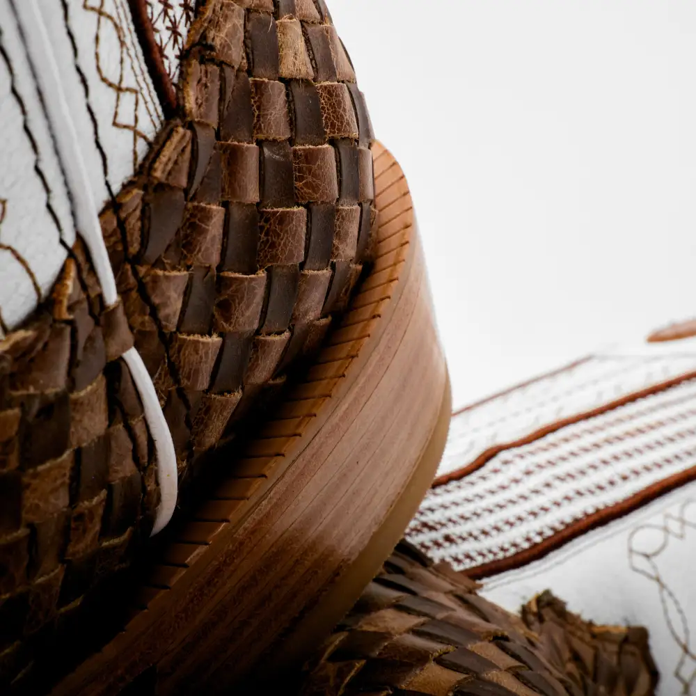 Tan Basketweave Boots -Square Toe