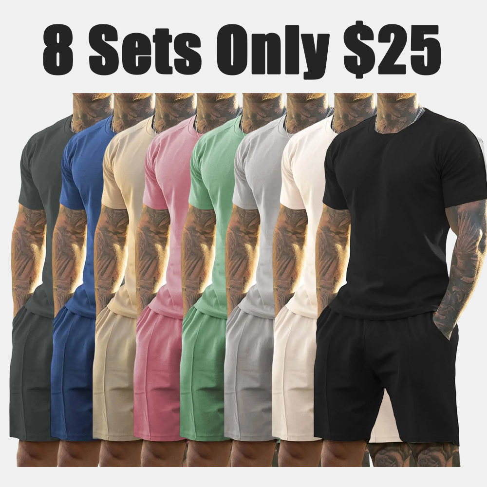 Mens Short Sets 2 Piece Outfits Fashion Summer Tracksuits Casual Set