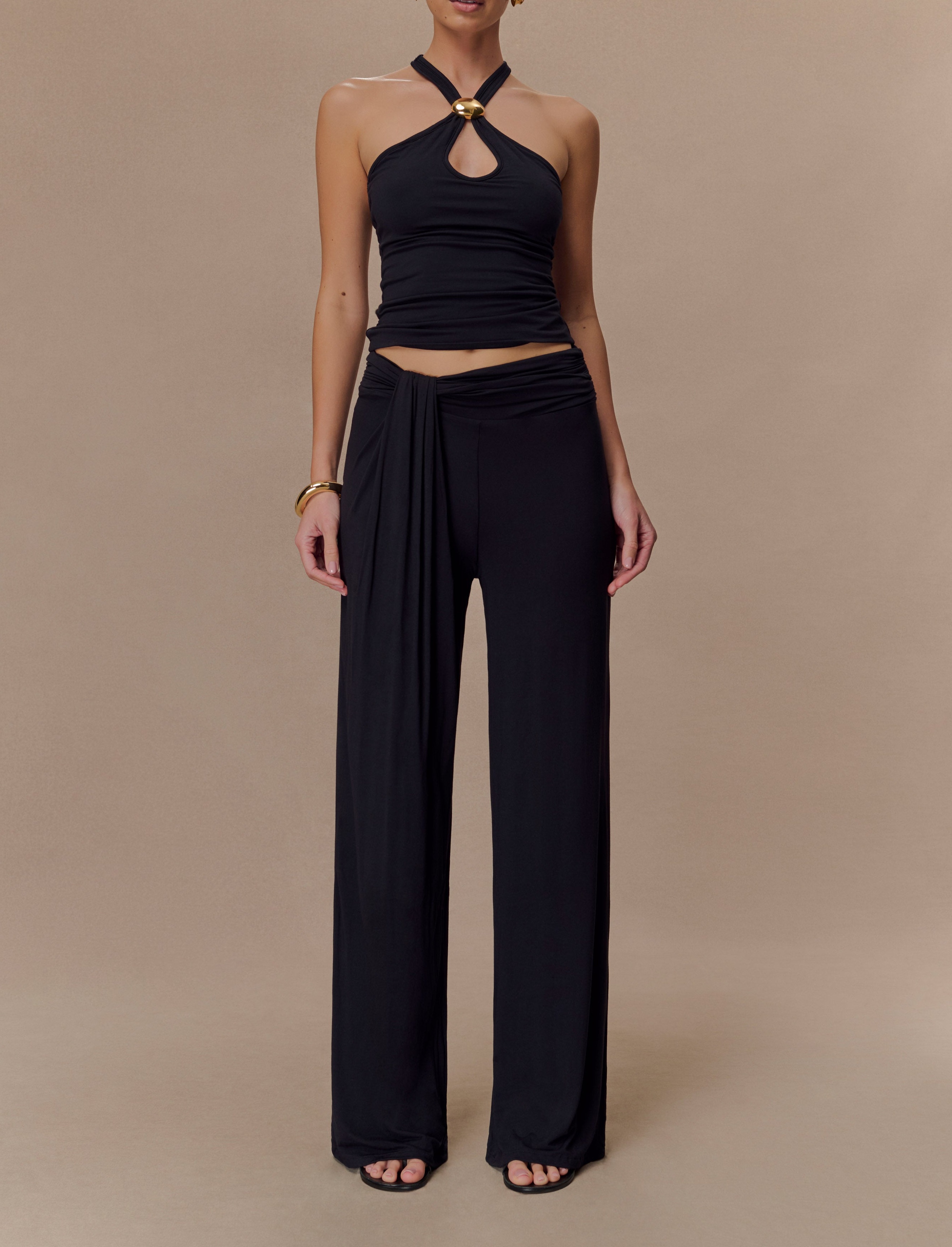 Black Modal Straight Leg Pant
