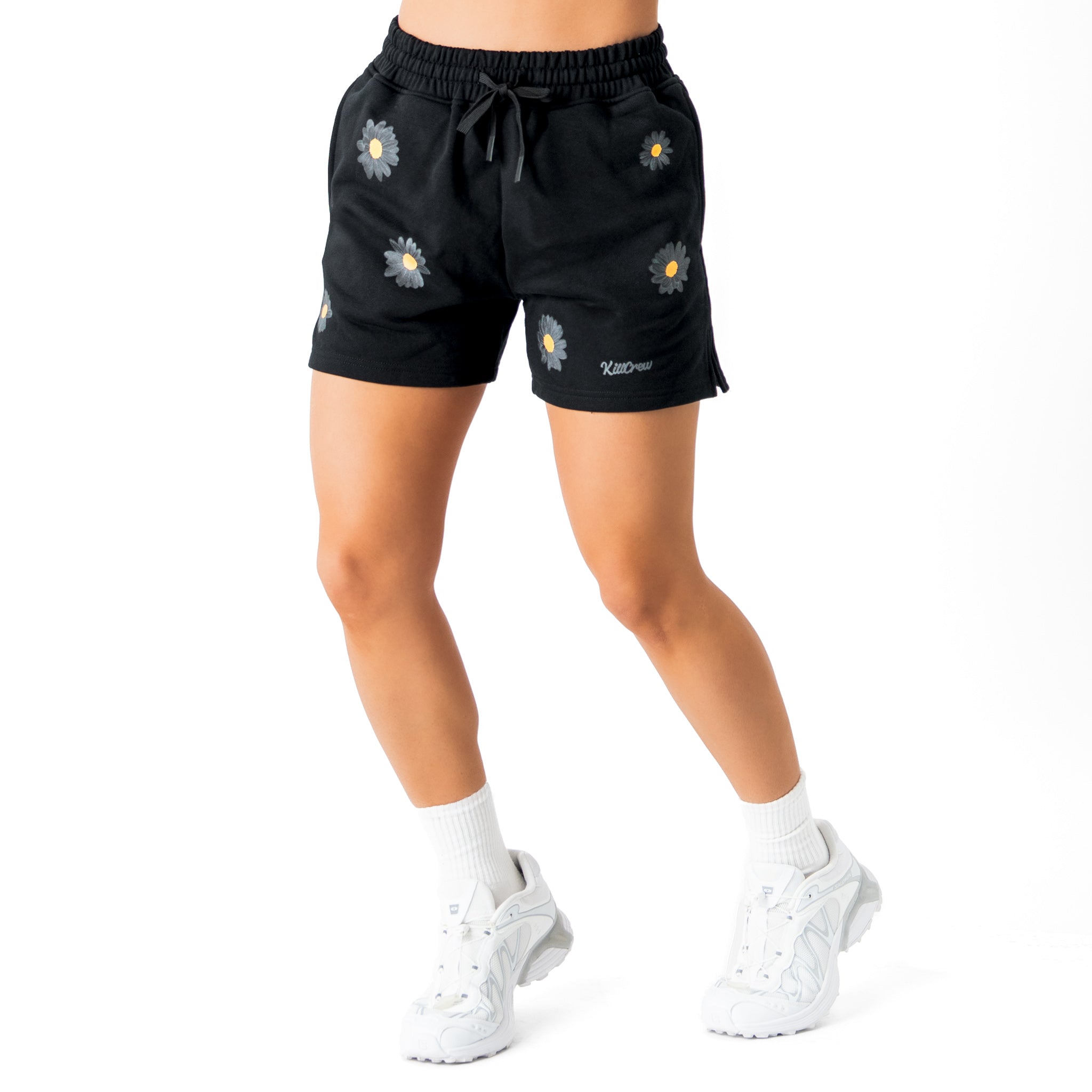 COTTON SHORTS (MID THIGH CUT) DAISY - BLACKOUT