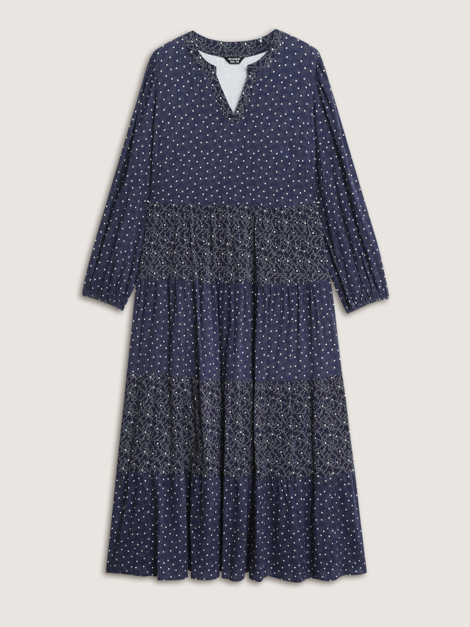 Polka Dots Print Tiered Flowy Maxi Dress