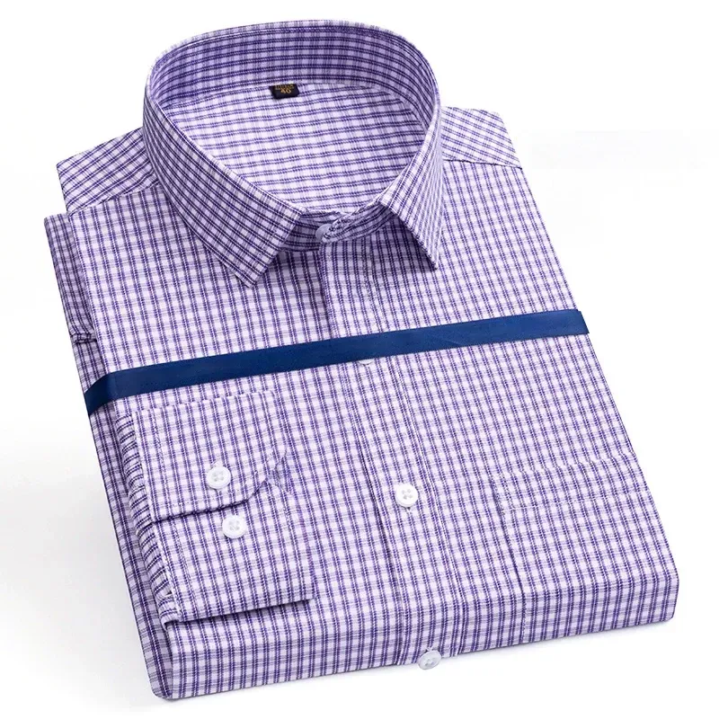 Men'S Long Sleeve Business Solid Color Cotton Breathable Shirt