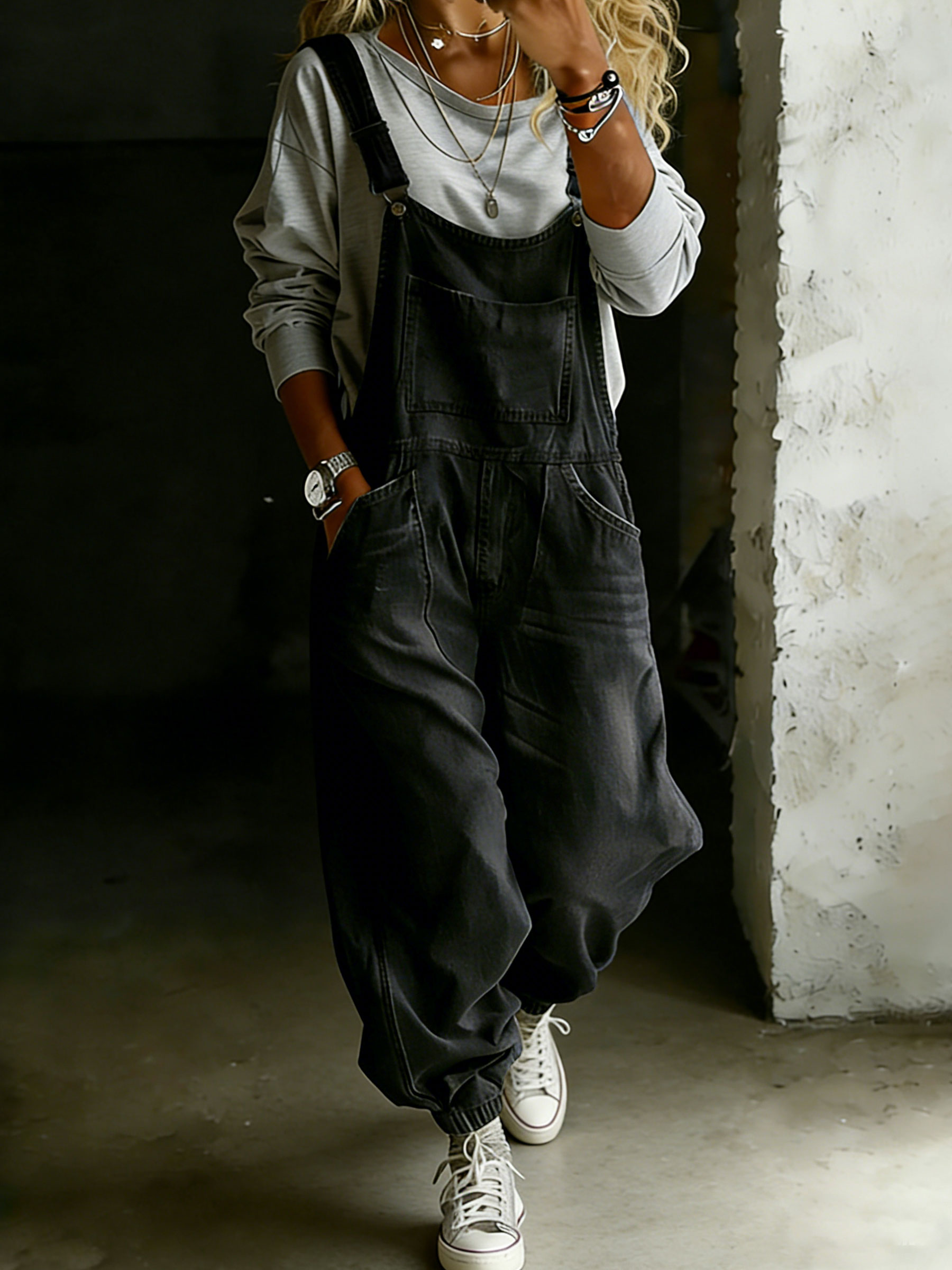 Women’s Casual One Piece Denim Jumpsuit