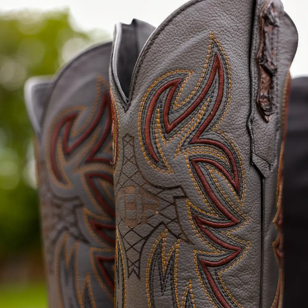 Brown Jumbo Pirarucu Leather Boots - Square Toe