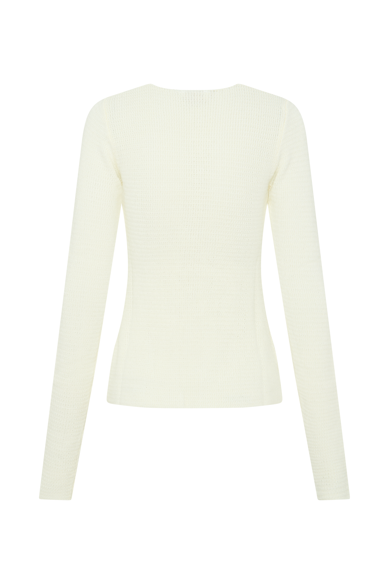 Ivory Knit Tie Long Sleeve Top