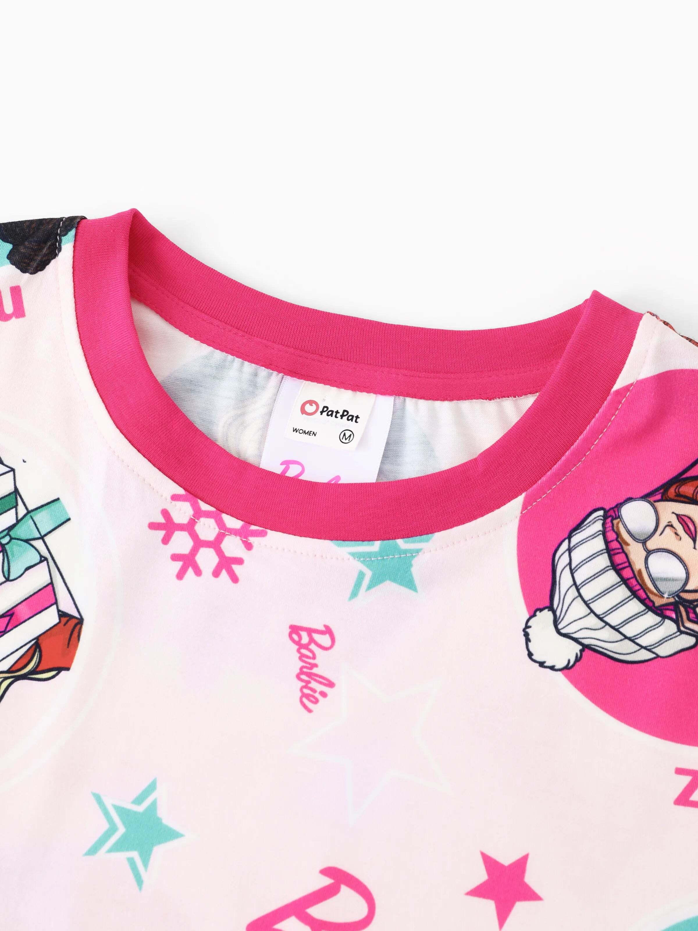Barbie Christmas Matching Family Snowflake Pajamas Set with Christmas Socks Pink