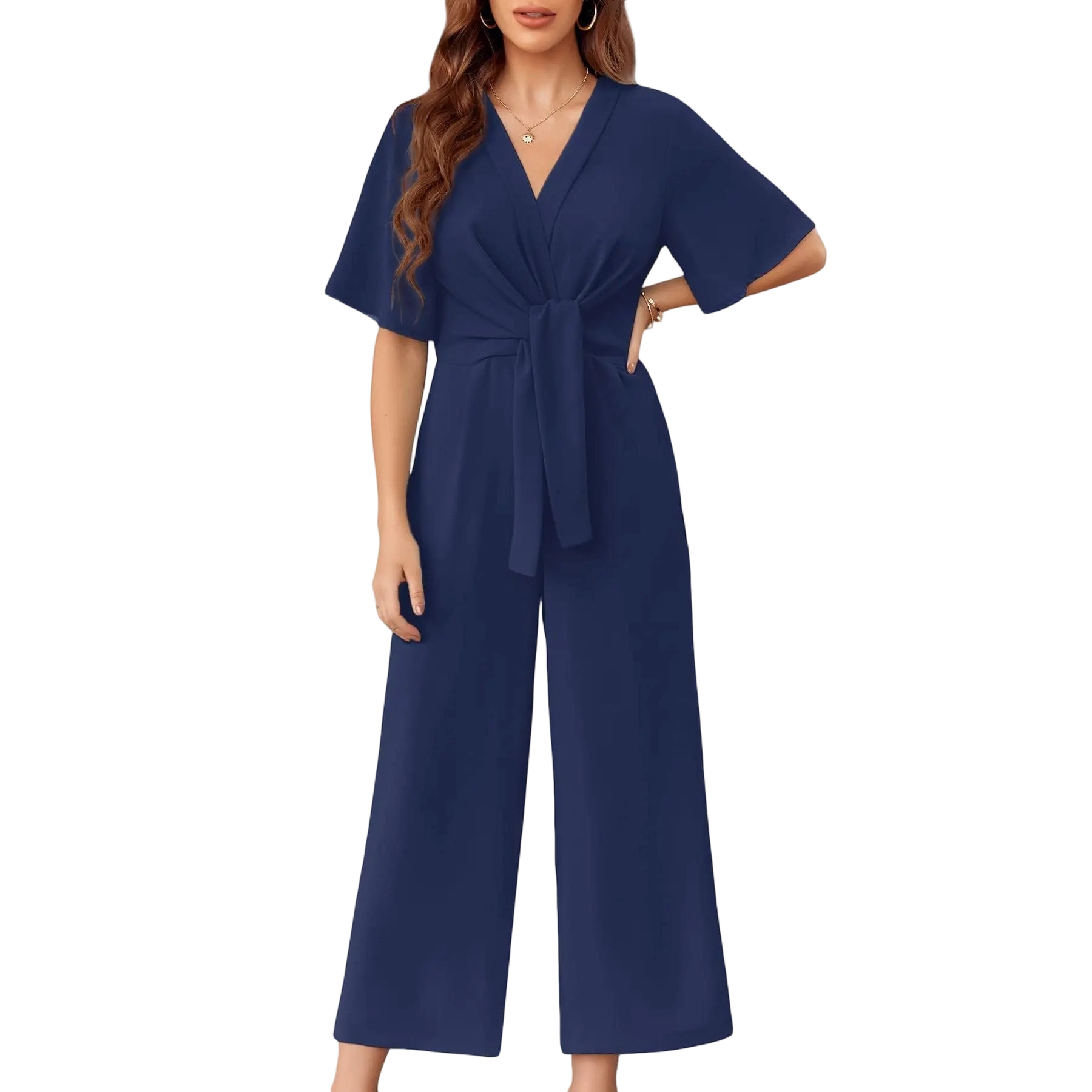 🎀🎀Women's Minimalist Wide-Leg Tie-Front Jumpsuit