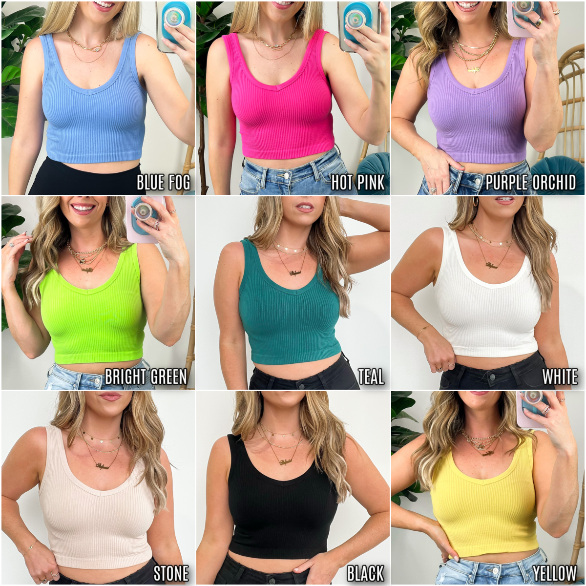 Ribbed Seamless Cropped Tank Bra Top