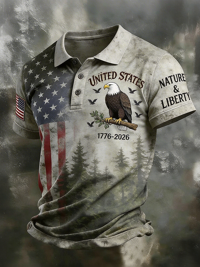 Men'S Retro Vintage 250Th Anniversary Celebration American Polo Shirt