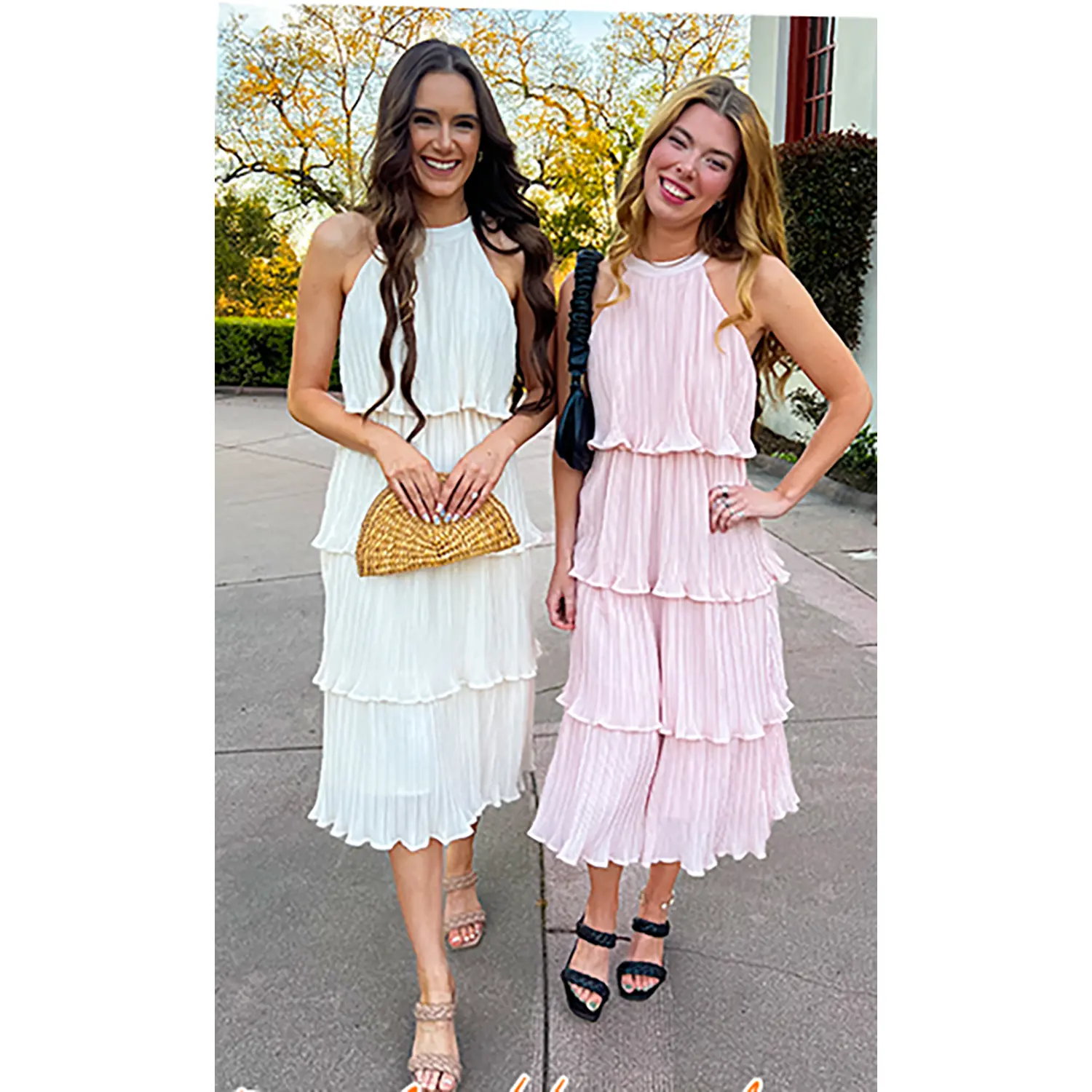 ✨Women's 2026 Summer Sleeveless Halter Neck Ruffle Tiered Layed Chiffon Flowy Swing Long Midi Dress