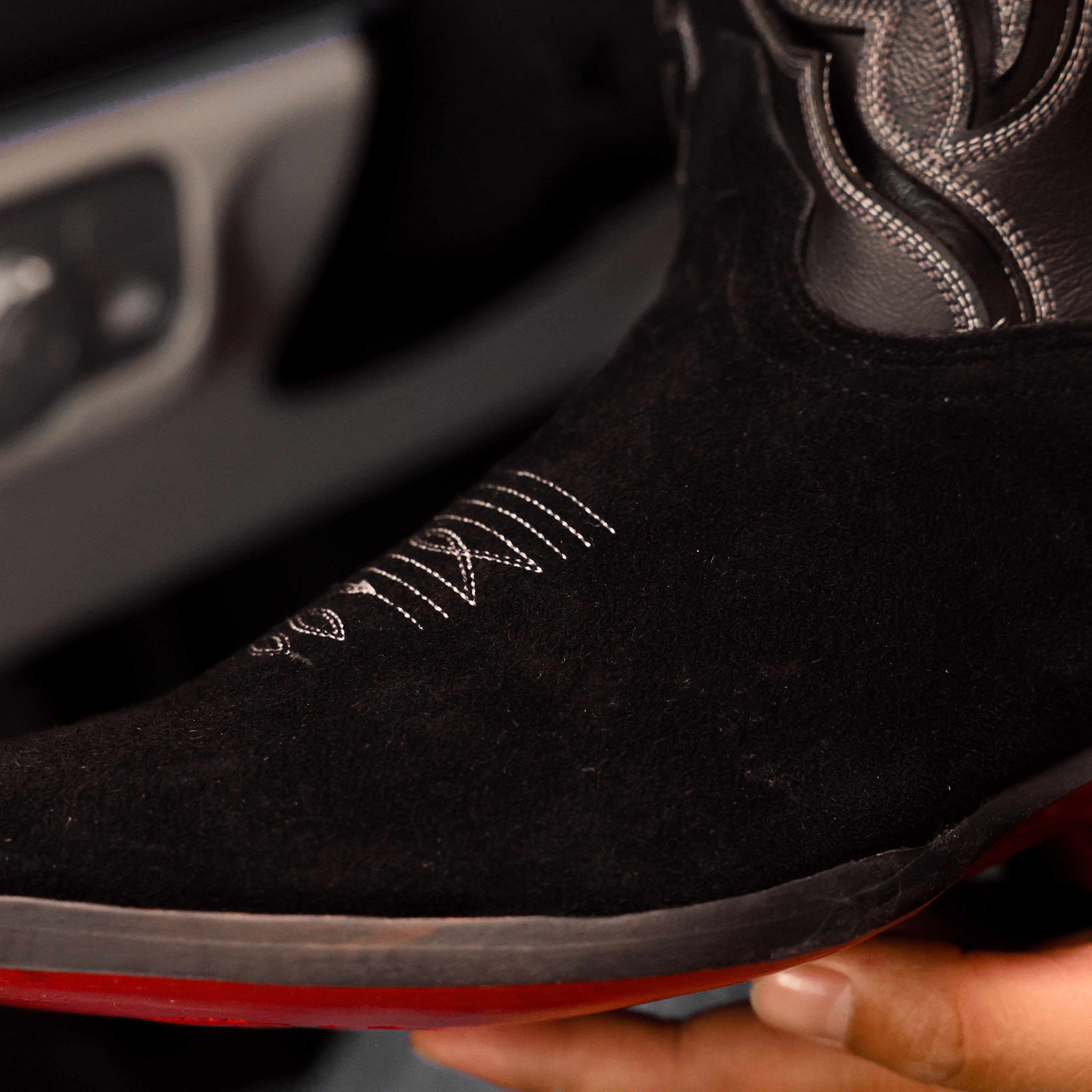 TOTAL BLACK Rough-Out Leather Boots - Square Toe