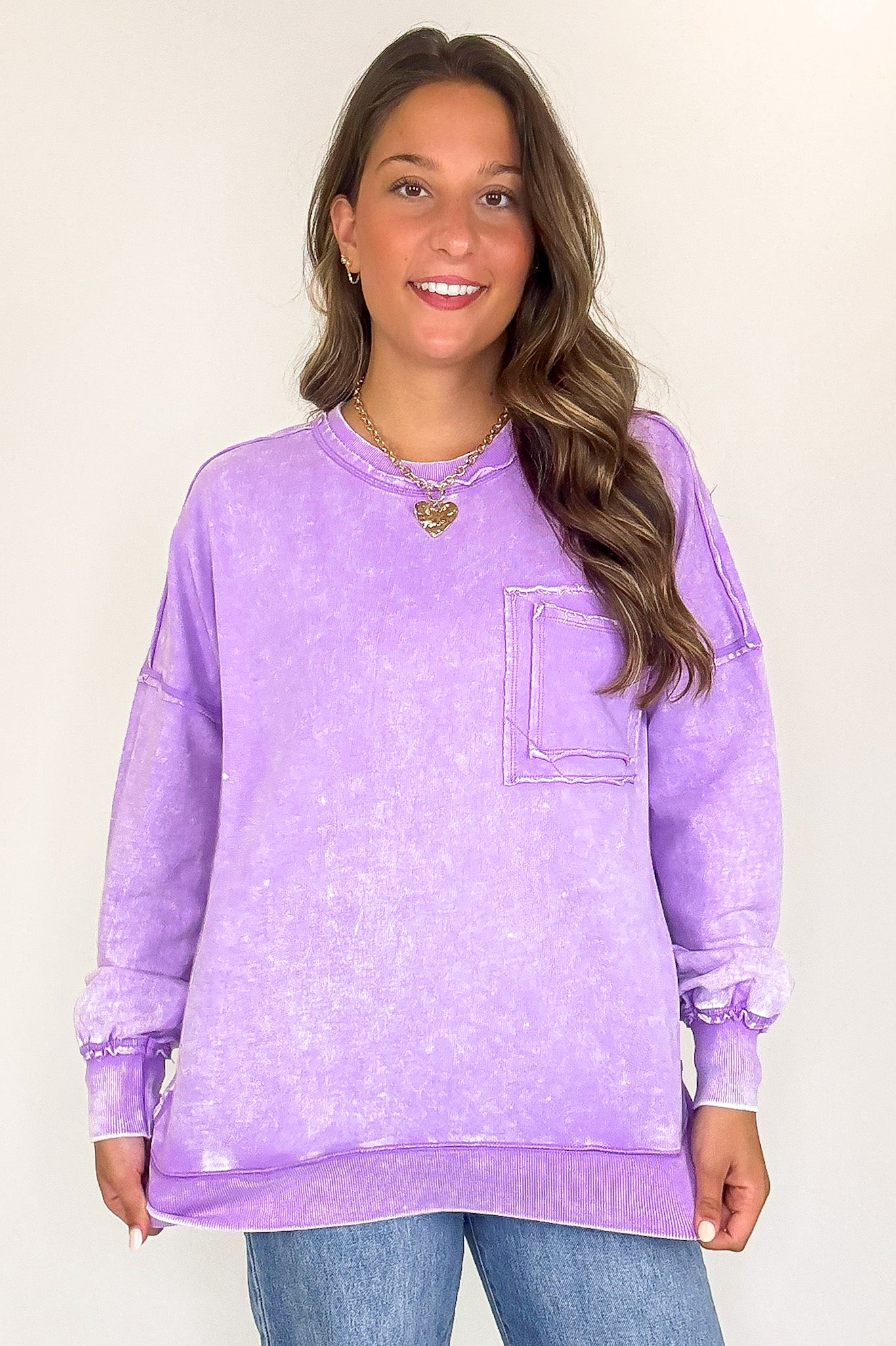 Vintage Acid Wash Raw Edge Pullover