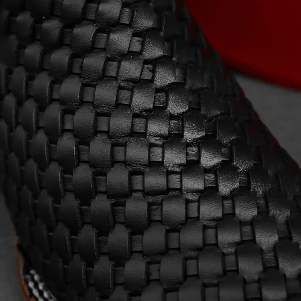 Black Basketweave Botin - Square Tie