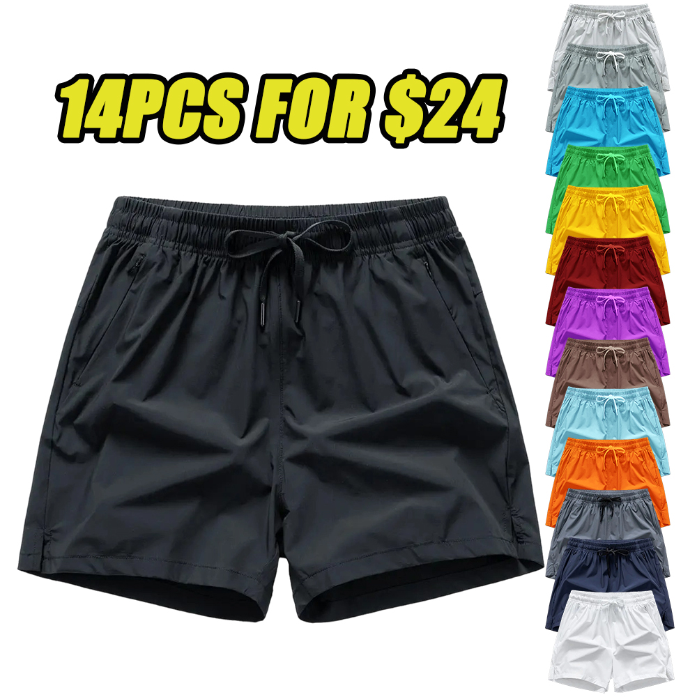 Men's Zipper Pocket Shorts, Regular Fit Casual Drawstring Waist Shorts for Daily Outdoor Wear