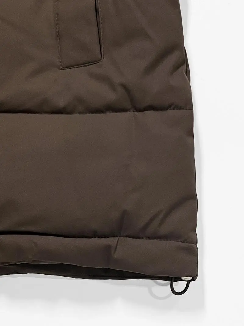 Women's Versatile Solid Color Fluffy Hooded Zip-Up Belt Decor Cotton Coat