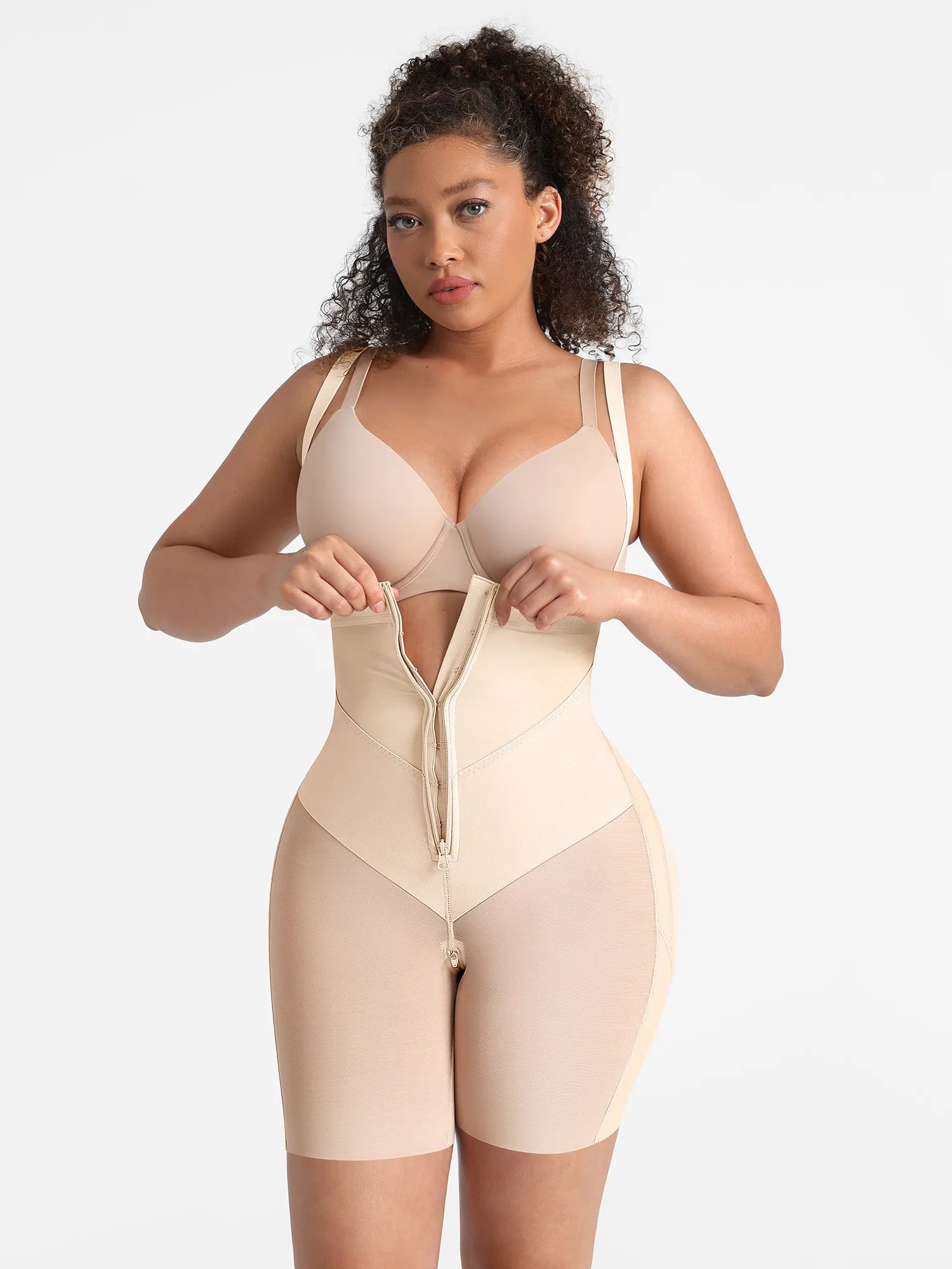 Feelingirl Wide V-neck Belt High-Waist Shaping Shorts