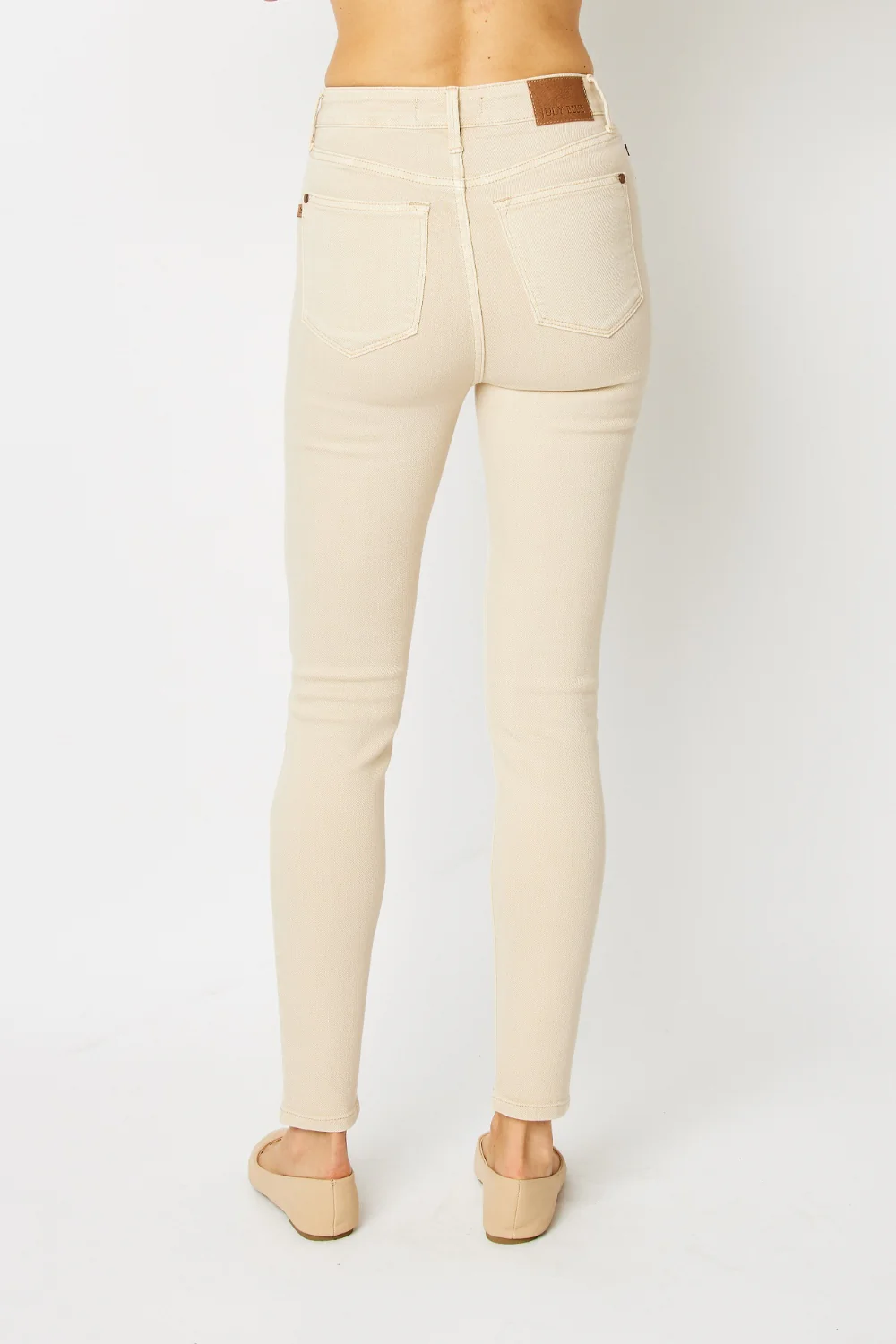 Blue Full Size Garment Dyed Tummy Control Skinny Jeans