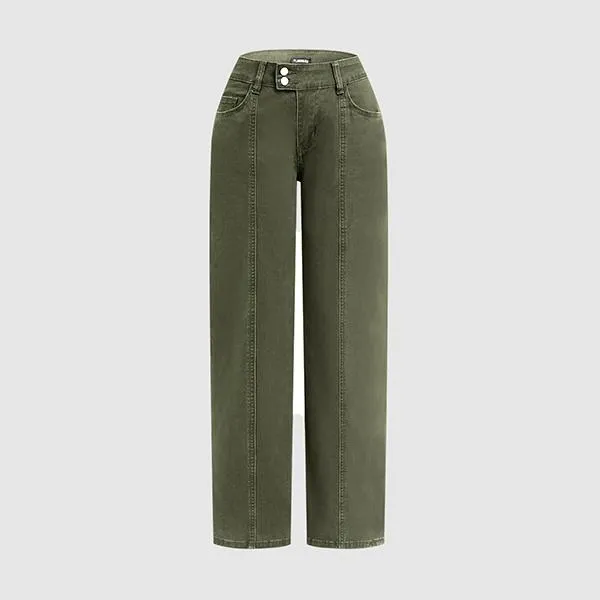 Mid Rise Straight Leg Butt Hugging Pants Women's Stretchy Fabric Multicolor Flattering