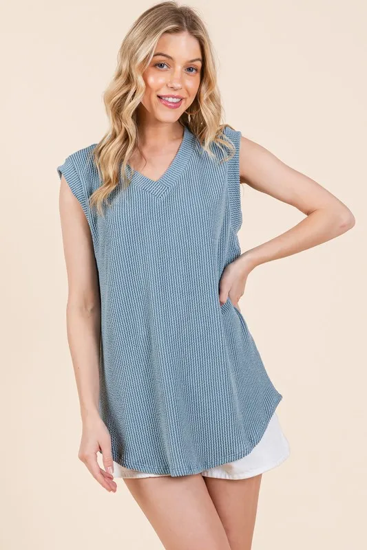 Rib Knit V-Neck Tank