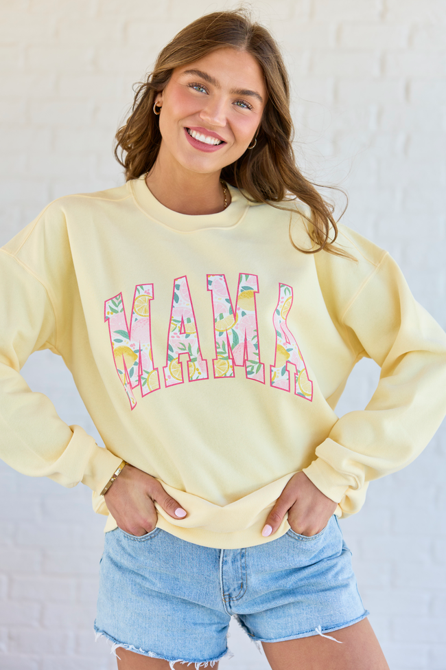 Mama Lemons Block Yellow Graphic Sweatshirt
