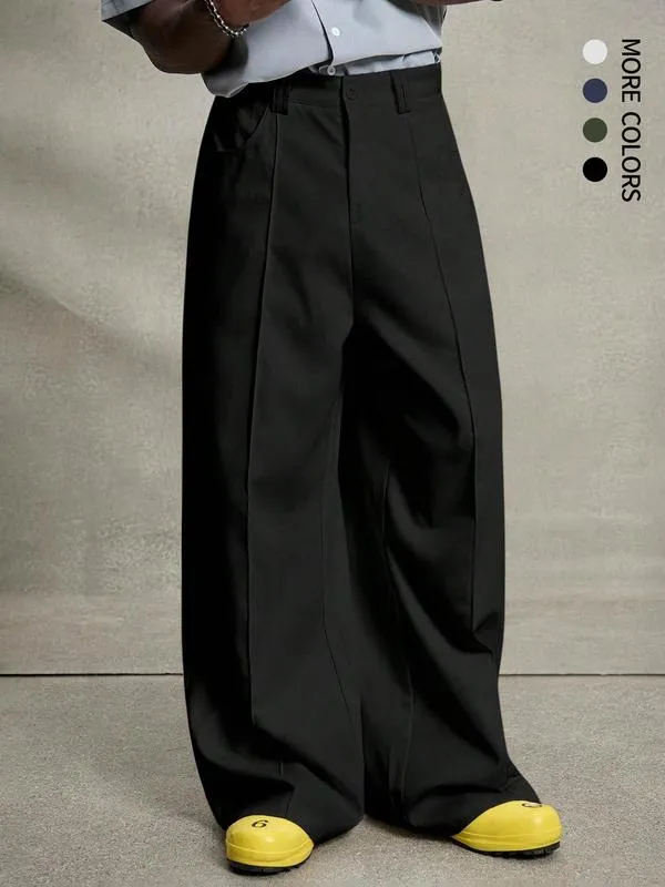 Casual Wide Leg Pants, Versatile Striped Loose Fit Straight Leg Trousers