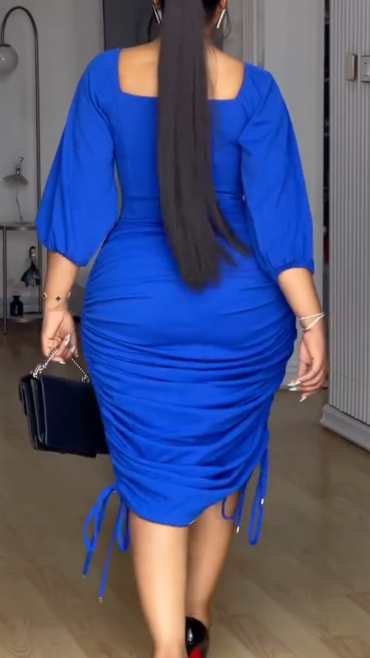 Women's Lantern Sleeve Fitted Waist Elegant Dress