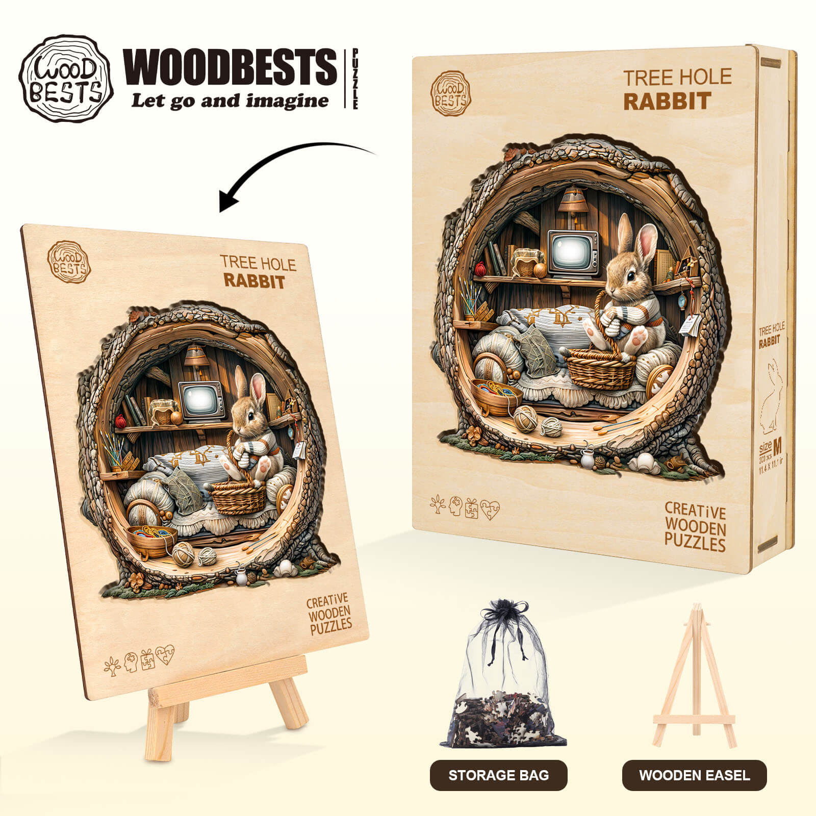 Tree Hole Rabbit Wooden Jigsaw Puzzle