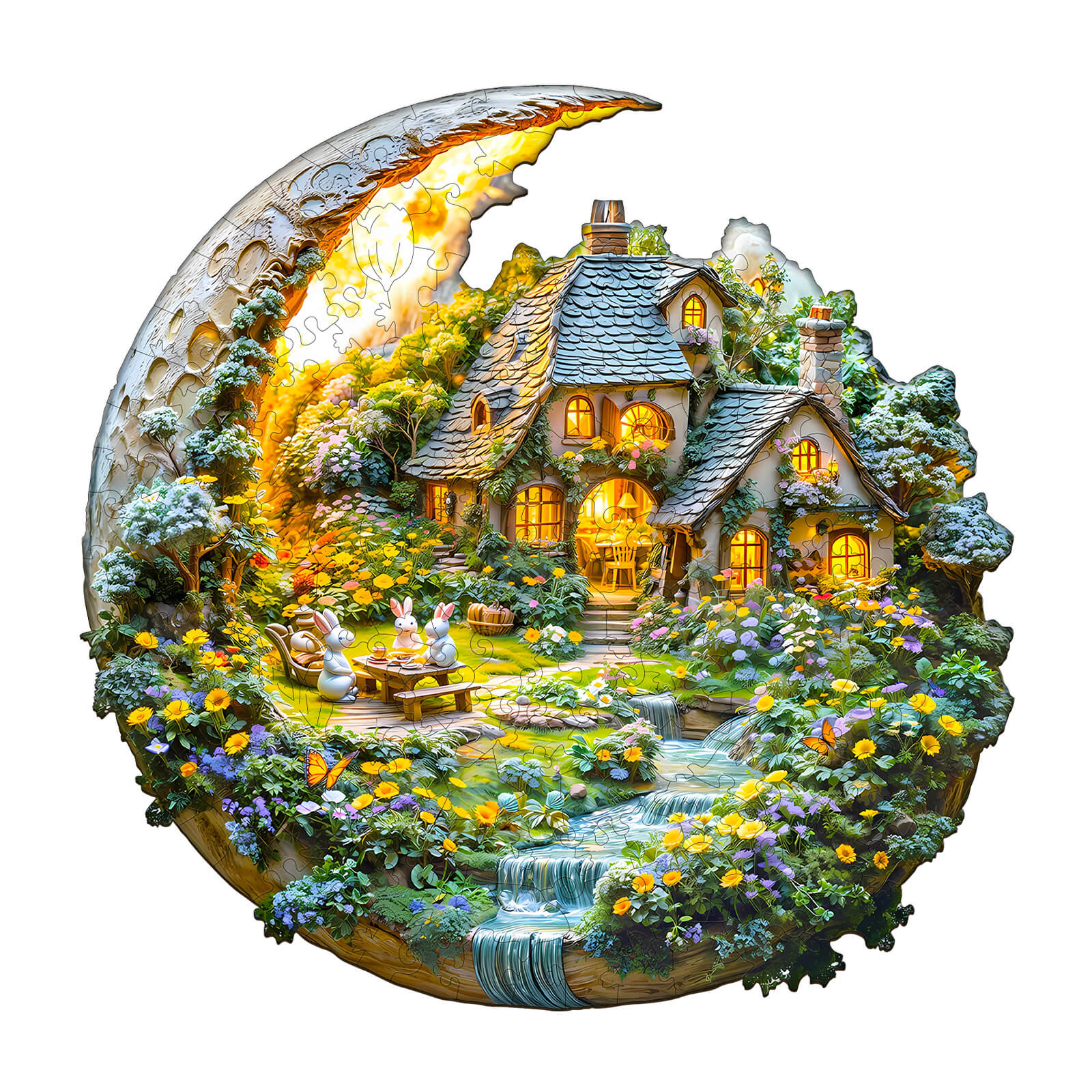 Moonlight Garden-2 Wooden Jigsaw Puzzle