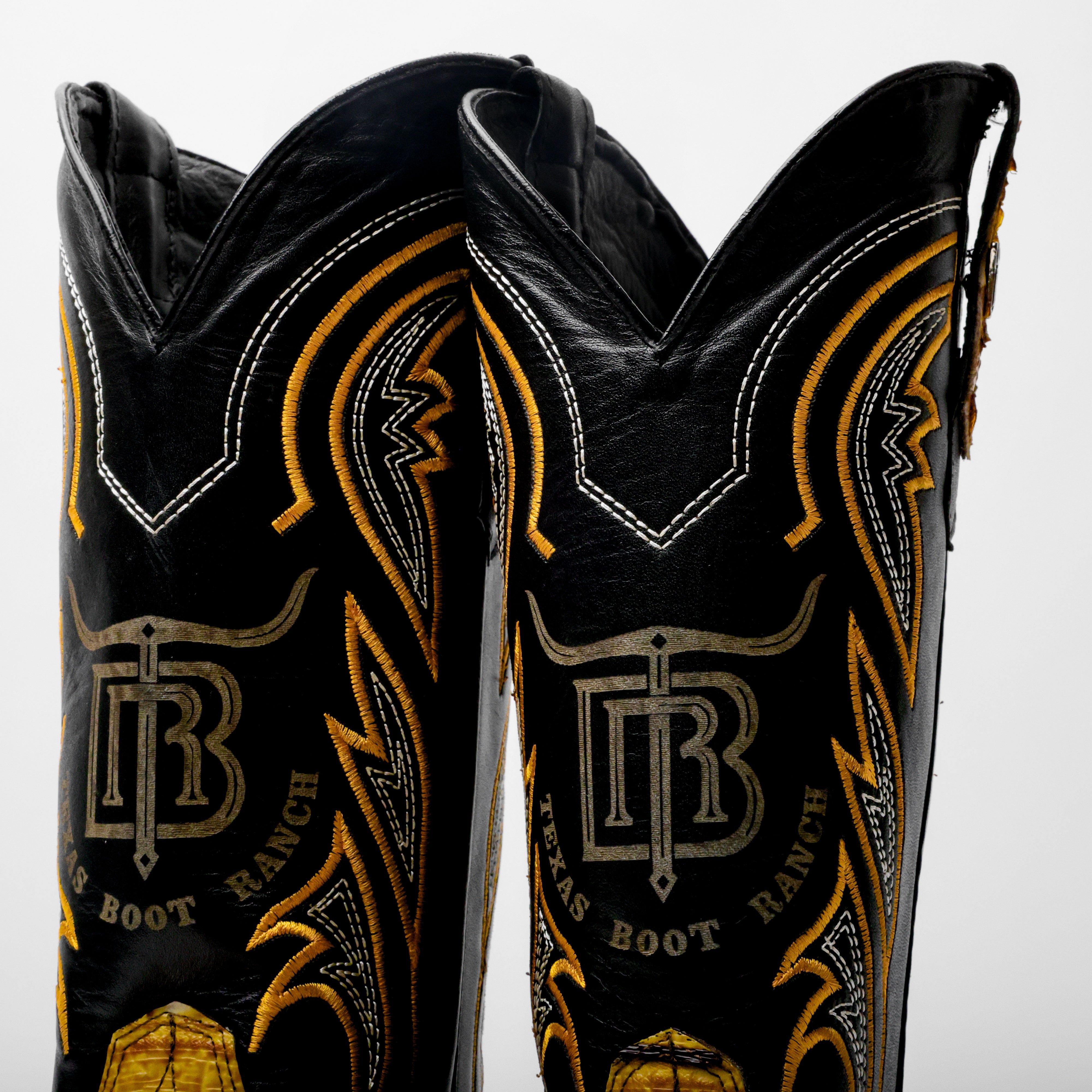 Butter Jumbo Python Leather Boots - Square Toe