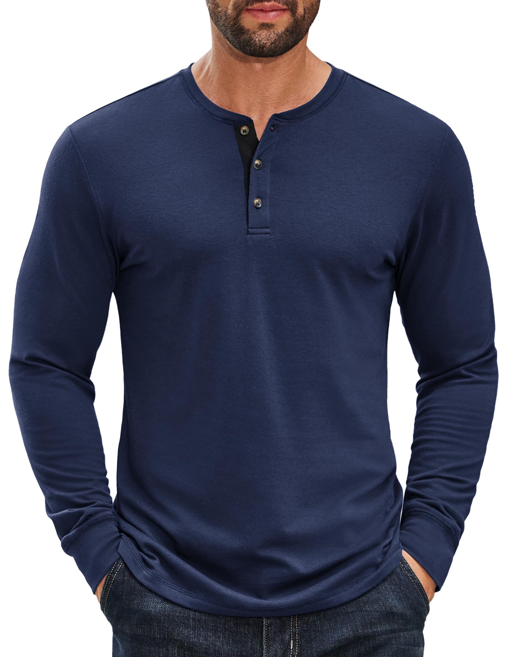 Men’s Classic Cotton Henley Long Sleeve