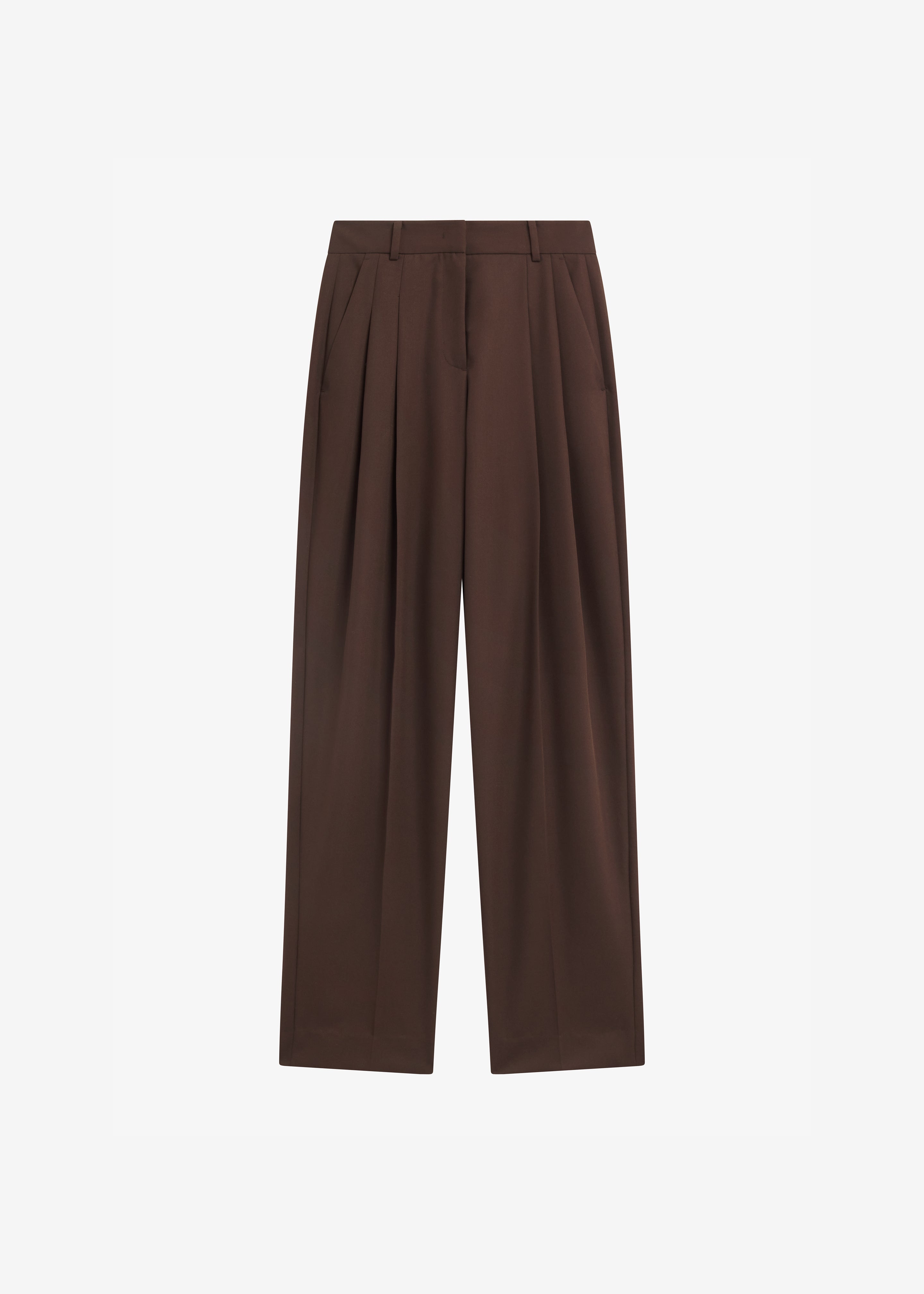 Gelso Pleated Twill Trousers - Brown