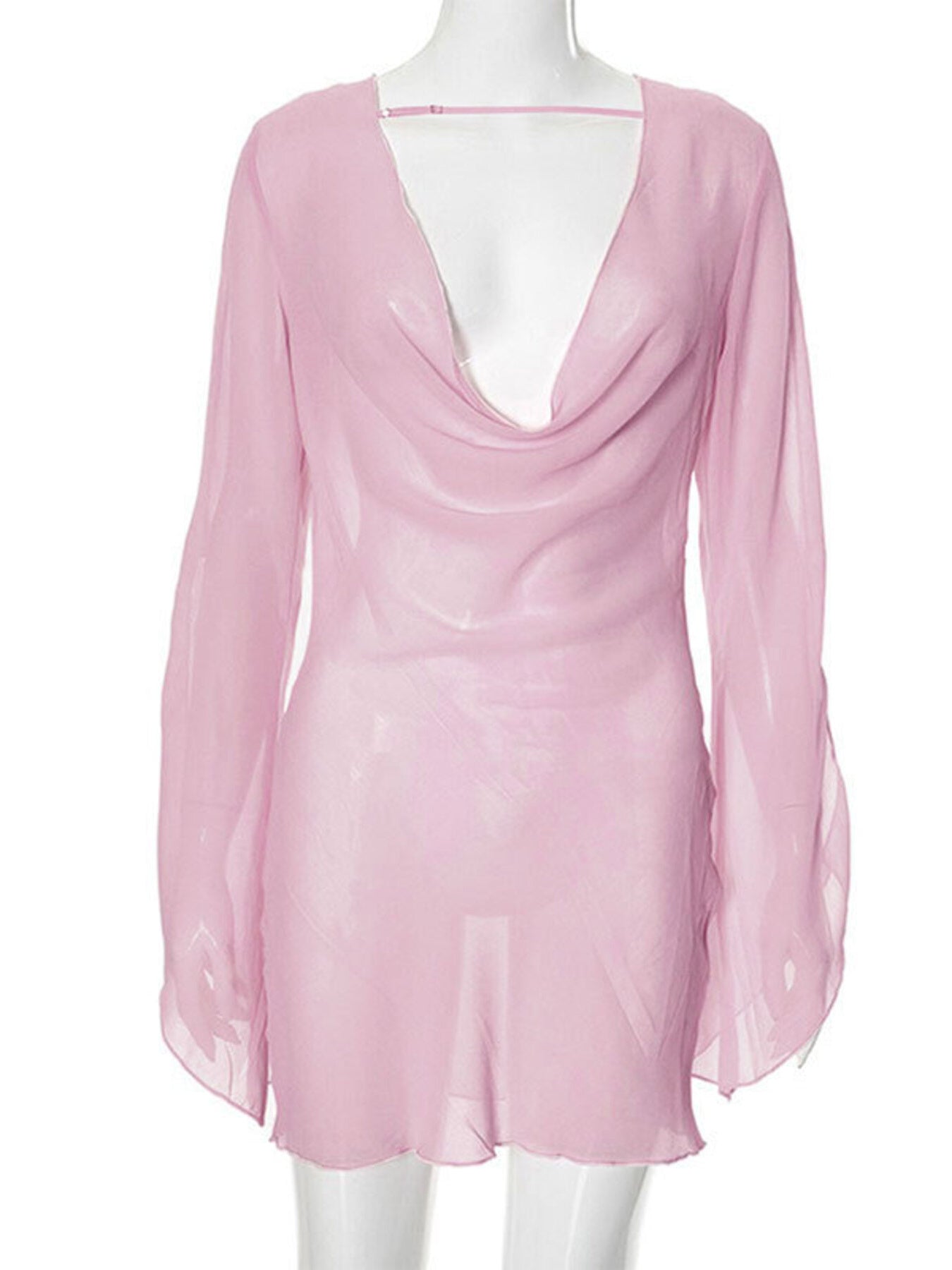 Sheer Chiffon Plunge Mini Dress