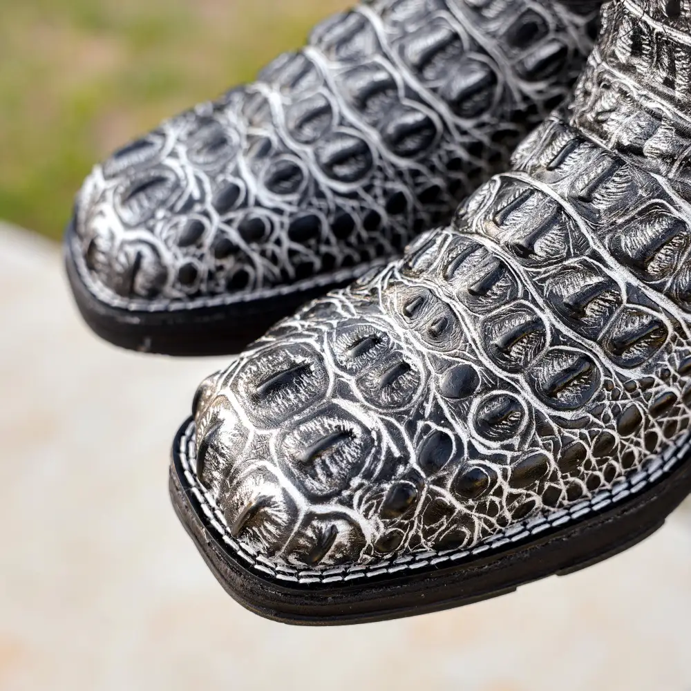 Eclipse Caiman Neck Leather Boots With 3D Lightweight BLACK EDITION Sole - Composite Toe