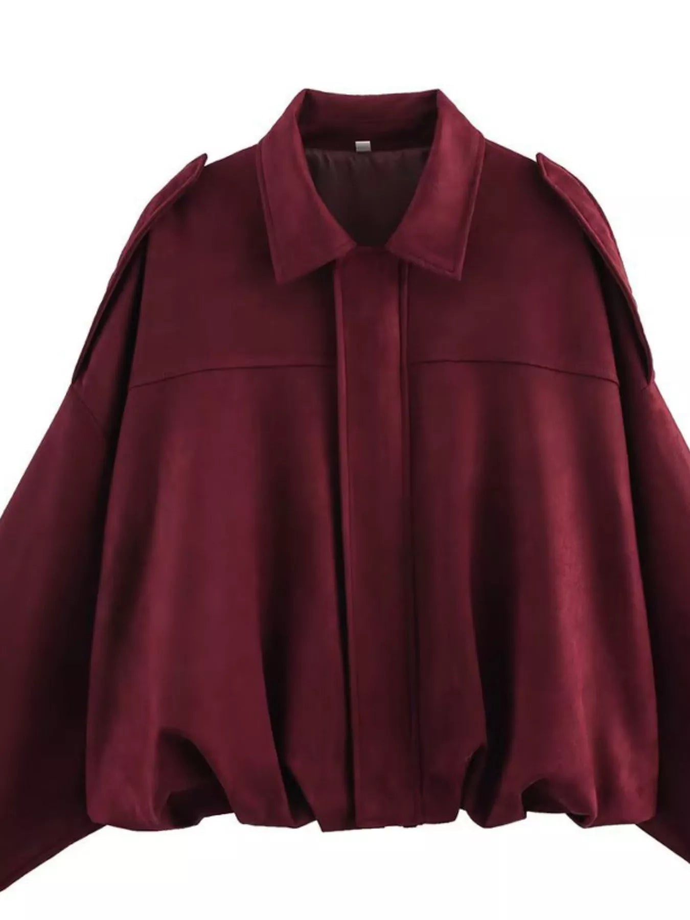 Collared Neck Dropped Shoulder Jacket