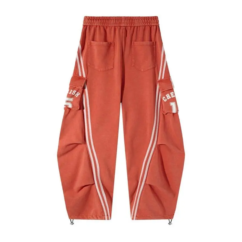 Women’s Loose Wide-Leg Cargo Pants with Elastic Waist & Drawstring